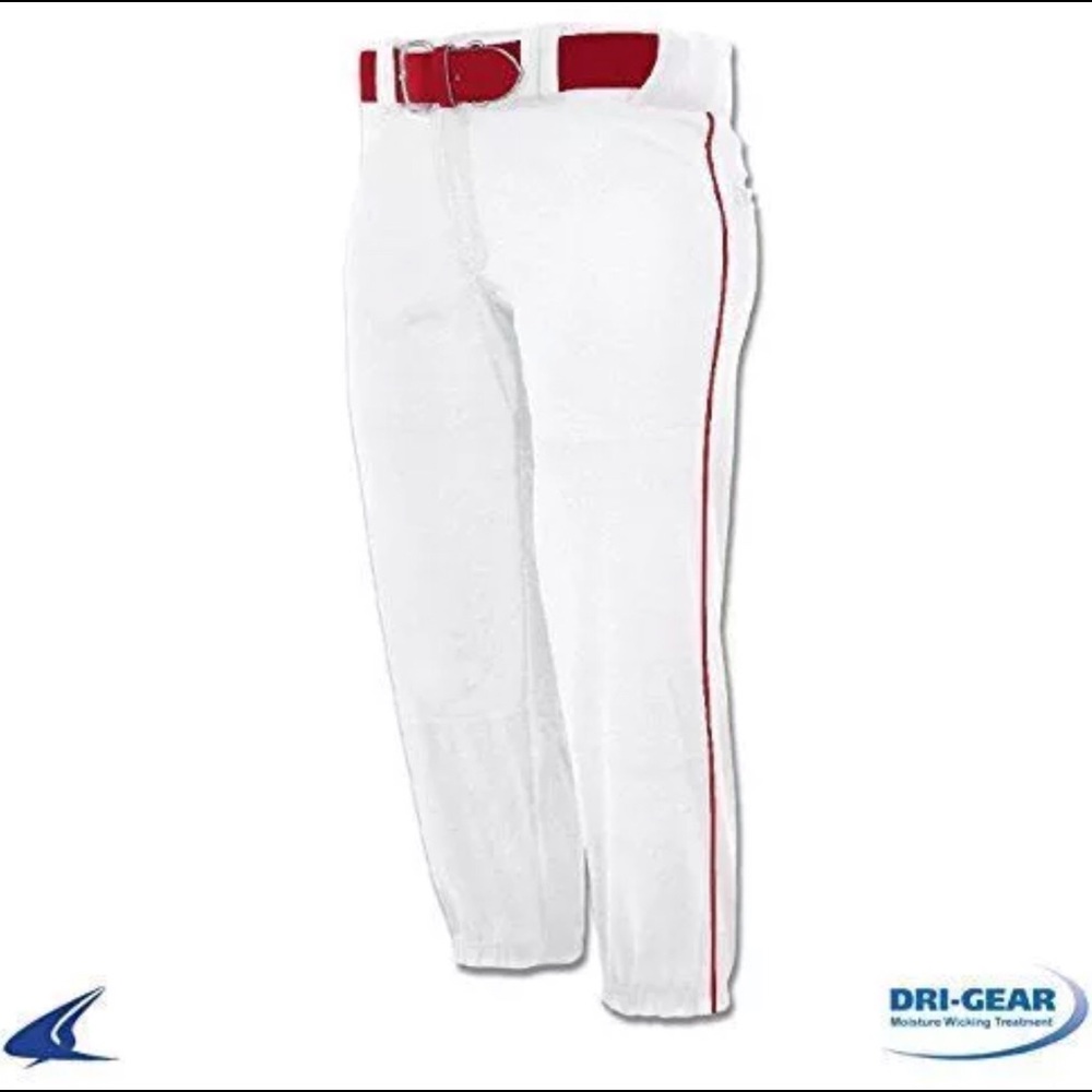 Champro Softball Pants White Scarlet Red Medium